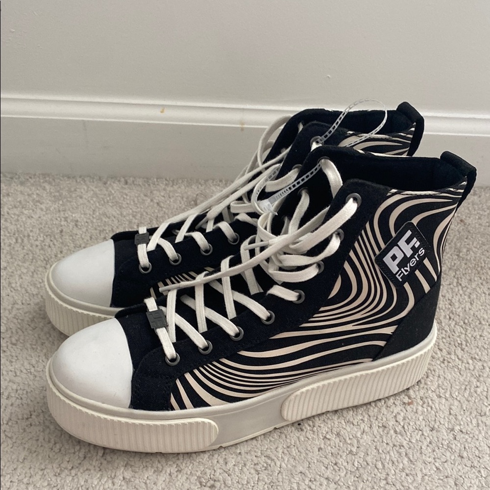 PF Flyers Black and White High-Top Sneakers